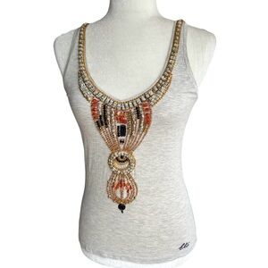 Etro Milano Tank Top Beaded Light Gray